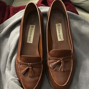 Etienne Aigner Women's Tan Tassel Loafers, size 9.5, perfect leather.